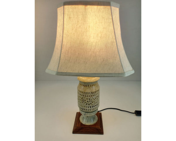 Jaali Stone Work Table Lamp With Shade, Vase Style Table Lamps