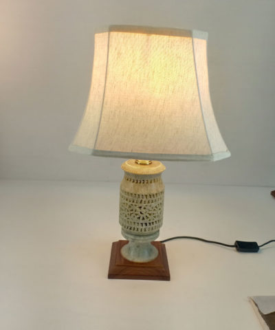 Jaali Stone Work Table Lamp with Shade Vase style