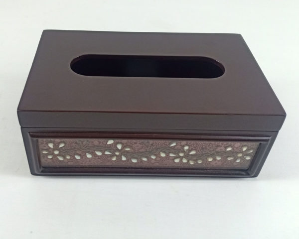 Kundan Zardozi Work Tissue Box Maroon Desig - Image 3