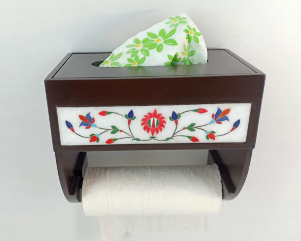 Marble Inlay Work Tissue Box/Kitchen Roll Console