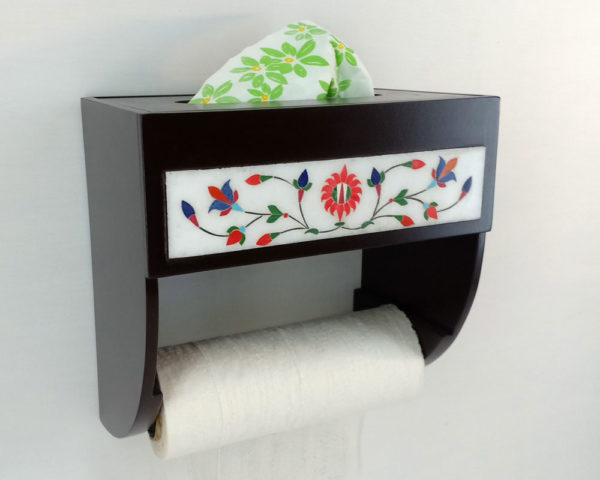 Marble Inlay Work Tissue Box/Kitchen Roll Console - Image 2