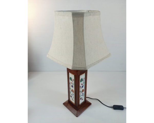 Marble Inlay Work Table Lamp With Shad - Image 2