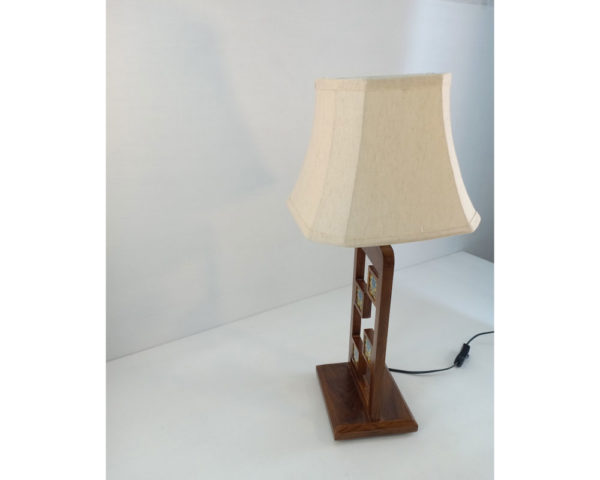 Hand-made Tile Work Table Lamp With Shade with yellow background tile - Image 2