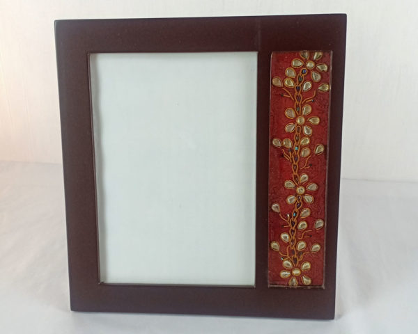 Kundan Zardozi Work Photo Frame Maroon