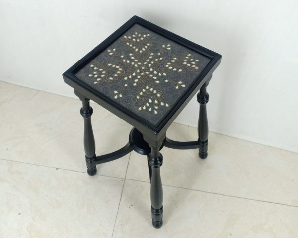 Kundan Zardozi Work Side Table Small Black