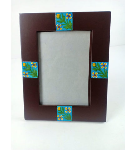Hand-made Tile Work Photo Frame Turquoise Background Tile