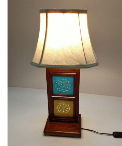 Sanjhi Art Table Lamp With Shade Floral Design